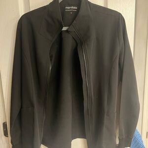 Mandala Black Zip-Up Scrub Jacket